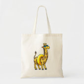 Giraffe op strand met draaiende ring en zonnebril tote bag (Voorkant)