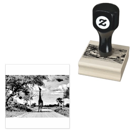 Giraffe op weg rubberstempel (Gestempeld)