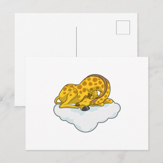 Giraffe op wolken briefkaart (Voorkant / Achterkant)