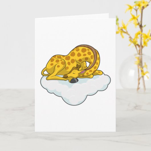 Giraffe op wolken kaart (Gele Bloem)