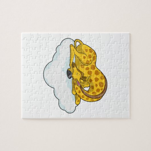 Giraffe op wolken legpuzzel (Horizontaal)