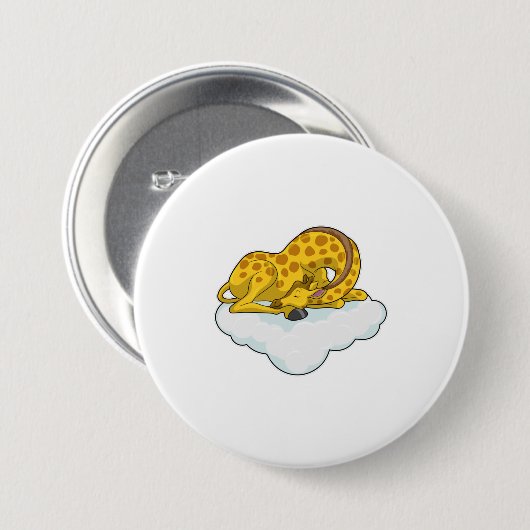 Giraffe op wolken ronde button 7,6 cm (Voorkant /achterkant)