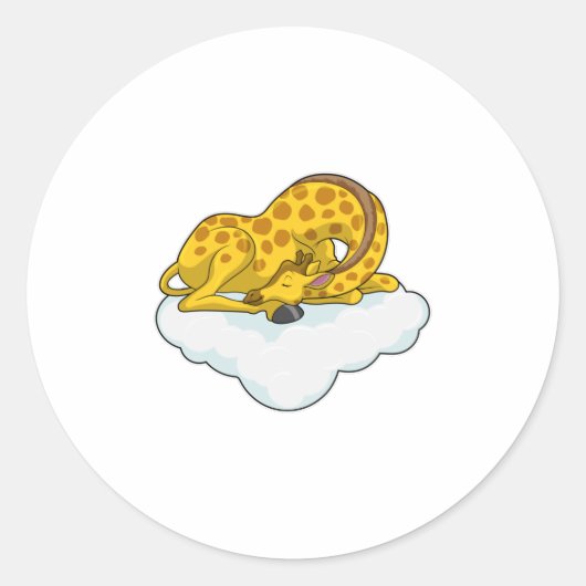 Giraffe op wolken ronde sticker (Voorkant)