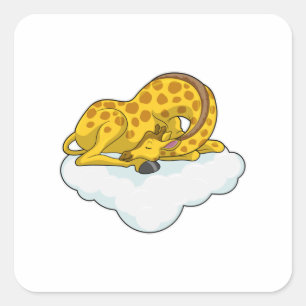 Giraffe op wolken vierkante sticker