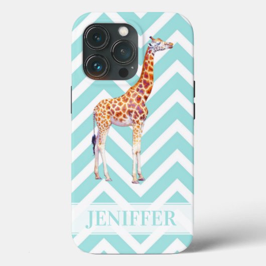 Giraffe op zigzag chevron. Case-Mate iPhone case (Achterkant)