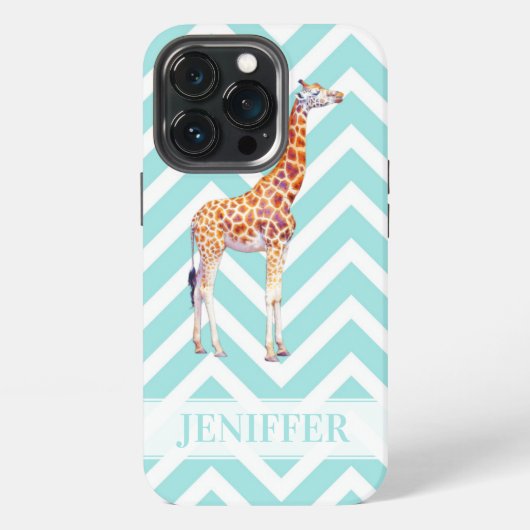 Giraffe op zigzag chevron. iPhone hoesje (Achterkant)