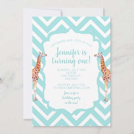 Giraffe op zigzag chevron. kaart (Voorkant)