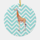 Giraffe op zigzag chevron. keramisch ornament (Voorkant)