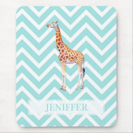 Giraffe op zigzag chevron. muismat