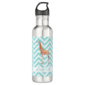 Giraffe op zigzag chevron. waterfles  (Voorkant)