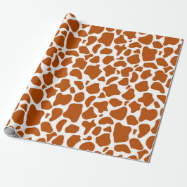 Giraffe Orange Print Gift Wrapping Paper Cadeaupapier