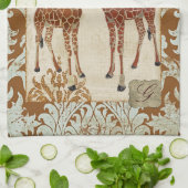 Giraffe Oranje bloesems Theedoek (Gevouwen)