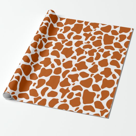 Giraffe Oranje Print Cadeaupapier (Uitgerold)