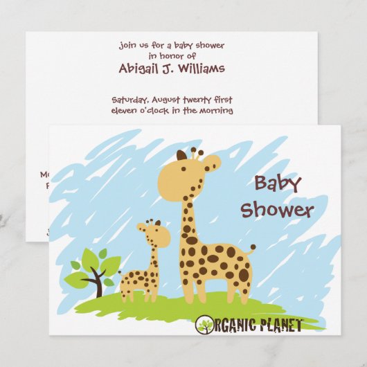 Giraffe Organic Planet Baby shower Kaart (Voorkant / Achterkant)