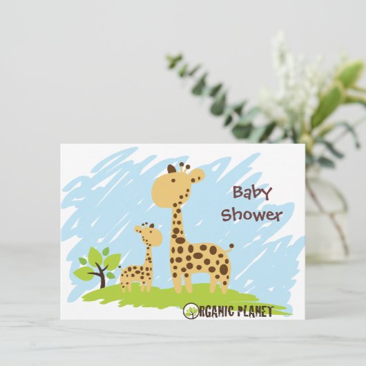 Giraffe Organic Planet Baby shower Kaart (Staand voorkant)