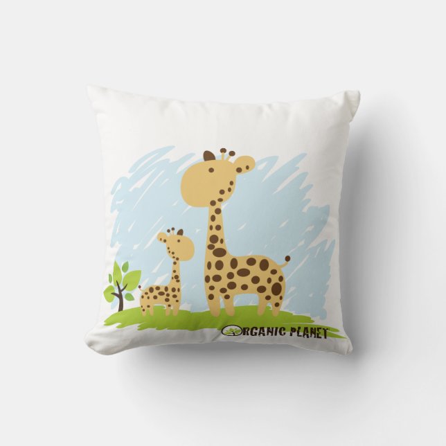 Giraffe Organic Planet Custom Cotton Kussens (Voorkant)