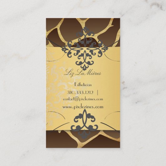  giraffe + ovendamesgas/faux-perkament visitekaartje (Achterkant)