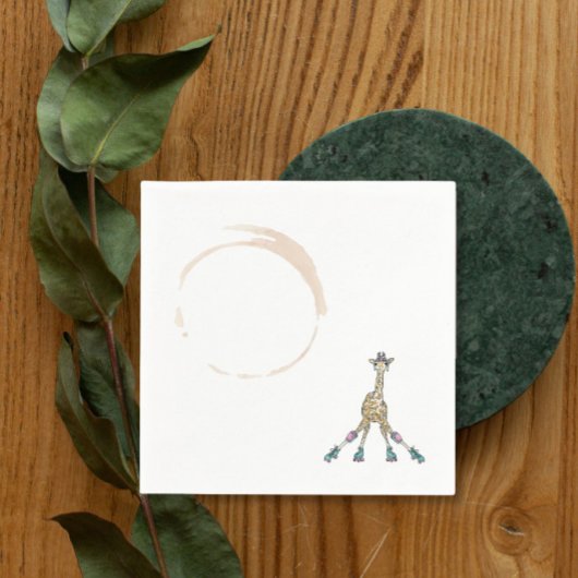 Giraffe over schaatsen voor baby shower servet