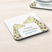 Giraffe paar bruiloft Jubileum Bier Onderzetter (Linkerzijde)