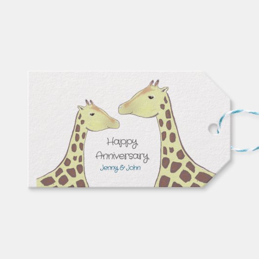 Giraffe paar bruiloft Jubileum Cadeaulabel (Voorkant (Horizontaal))