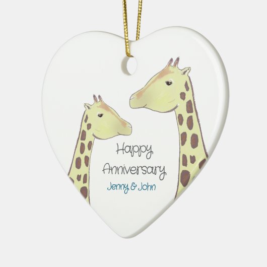 Giraffe paar bruiloft Jubileum Keramisch Ornament (Links)