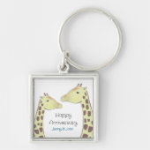 Giraffe paar bruiloft Jubileum Sleutelhanger (Voorkant)