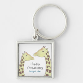 Giraffe paar bruiloft Jubileum Sleutelhanger
