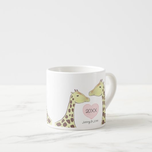 Giraffe paar bruiloft / Verloving Espresso Kop (Voorkant rechts)