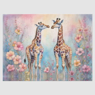 Giraffe paar liefde tuin pastel tissuepapier
