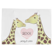 Giraffe paar Verloving / bruiloft Groot Cadeauzakje (Achterkant)