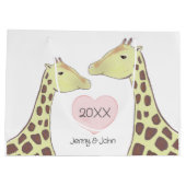 Giraffe paar Verloving / bruiloft Groot Cadeauzakje (Achterkant)
