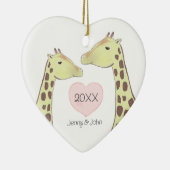 Giraffe paar Verloving / bruiloft Keramisch Ornament (Rechts)