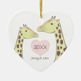 Giraffe paar Verloving / bruiloft Keramisch Ornament