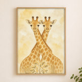Giraffe Paar Waterverf Whimsical Kunstposter Poster