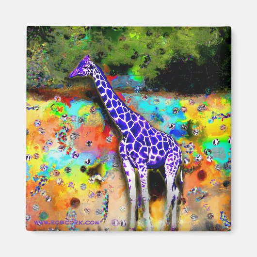 Giraffe Paarse psychedelische magneet (Voorkant)