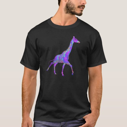 Giraffe Paarse vloeibare kleuren T-shirt (Voorkant)