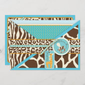 Giraffe & Pacifier Safari Animal Print Baby shower Kaart (Voorkant / Achterkant)