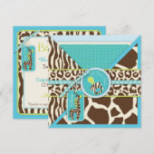 Giraffe & Pacifier Safari Animal Print Baby shower Kaart (Voorkant / Achterkant)