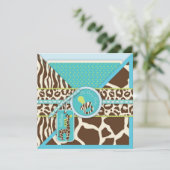 Giraffe & Pacifier Safari Animal Print Baby shower Kaart (Staand voorkant)