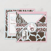 Giraffe & Pacifier Safari Animal Print Baby shower Kaart (Voorkant / Achterkant)