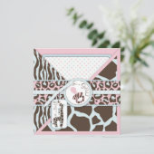 Giraffe & Pacifier Safari Animal Print Baby shower Kaart (Staand voorkant)