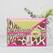 Giraffe & Pacifier Safari Animal Print Baby shower Kaart (Staand voorkant)