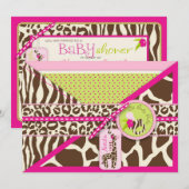 Giraffe & Pacifier Safari Animal Print Baby shower Kaart (Voorkant / Achterkant)