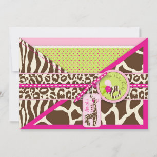 Giraffe & Pacifier Safari Animal Print Baby shower Kaart