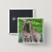 Giraffe Pair Square Pin Vierkante Button 5,1 Cm (Voorkant /achterkant)
