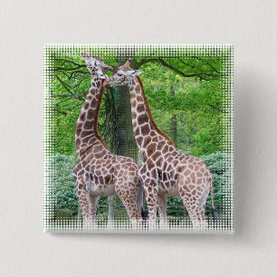 Giraffe Pair Square Pin Vierkante Button 5,1 Cm