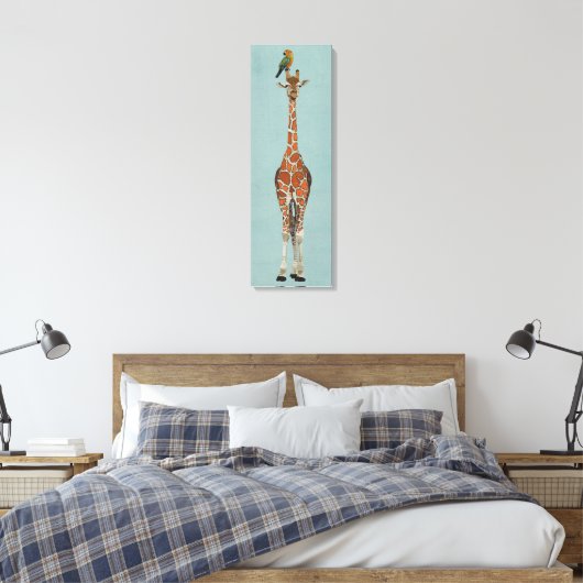 GIRAFFE & PAPEGAAI CANVAS AFDRUK (Insitu (Slaapkamer))