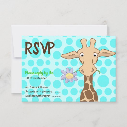 Giraffe Party RSVP-kaart RSVP Kaartje (Voorkant)