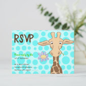 Giraffe Party RSVP-kaart RSVP Kaartje (Staand voorkant)