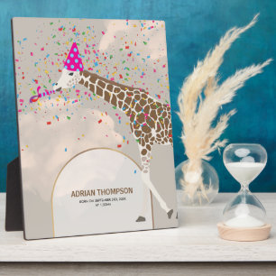 Giraffe Partying Safari Birthday Stat Nursery Baby Fotoplaat
